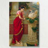 Swan Telling Damayanti - Romantic Mythological Indian Scene By Raja Ravi Varma canvas wall art - Image 7
