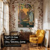 Tahitian Woman with Flowers - Paul Gauguin Tropical Orange and Pink Scene canvas wall art - Image 3