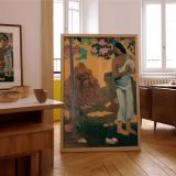 Tahitian Woman with Flowers - Paul Gauguin Tropical Orange and Pink Scene canvas wall art - Image 7
