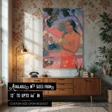 Tahitian Woman with Fruit - Paul Gauguin Red and Green Island Still Life canvas wall art