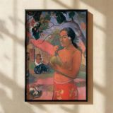 Tahitian Woman with Fruit - Paul Gauguin Red and Green Island Still Life canvas wall art - Image 2