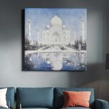 Taj Mahal bij maanlicht (1877–1932) drawing in high resolution by Marius Bauer — room mockup view 3