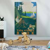 Take Along a Book - Camping Family by the Lake Reading Poster - Image 2