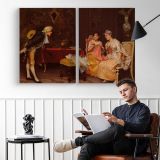 Taking A Box by Adriano Cecchi - two-panel canvas displayed in a reading room