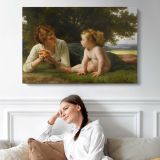 Temptation by William-Adolphe Bouguereau - single-panel canvas displayed above a sofa