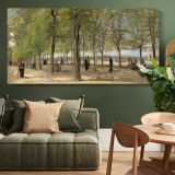 Terrace in the Luxembourg Gardens — single-panel canvas above a green sofa