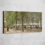 Terrace in the Luxembourg Gardens — single-panel canvas shown on a pale studio wall