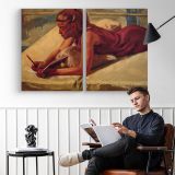 Tess02 by Aaron Coberly - two-panel canvas displayed in a reading room