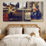 The Annunciation by Leonardo da Vinci — single-panel canvas in a bedroom