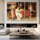 The Art Lesson by Adriano Cecchi - multi-panel canvas displayed in a modern living room