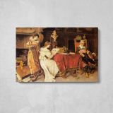 The Art Lesson by Adriano Cecchi - single-panel canvas displayed above a console table