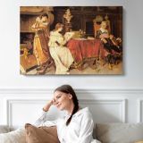 The Art Lesson by Adriano Cecchi - single-panel canvas displayed above a sofa