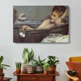 The Bath by Alfred Stevens - single-panel canvas displayed above a console table