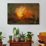 The Battle of the Nile by Phillip James De Loutherbourg - single-panel canvas displayed above a console table