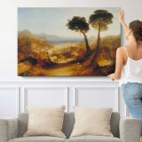 The Bay of Baiae, with Apollo and the Sibyl by Joseph Mallord William Turner - single-panel canvas shown with a person for scale