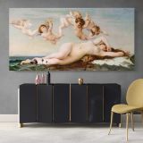 The Birth of Venus by Alexandre Cabanel — single-panel canvas above a sideboard