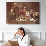 The Calling of Saint Matthew by Caravaggio - single-panel canvas displayed above a sofa