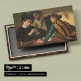 The Cardsharps by Caravaggio - canvas rear frame and hanging hardware