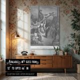 The Cross Is Raised - Christ's Crucifixion Engraving by Gustave Dore canvas wall art