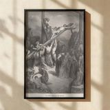The Cross Is Raised - Christ's Crucifixion Engraving by Gustave Dore canvas wall art - Image 2