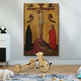 The Crucifixion - Christ on Cross with Mary and Angels in Gothic Style canvas wall art - Image 2