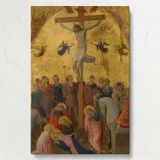 The Crucifixion - Jesus, Roman Soldiers, and Saints in Medieval Scene canvas wall art - Image 7