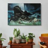 The Deluge by Francis Danby - single-panel canvas displayed above a console table