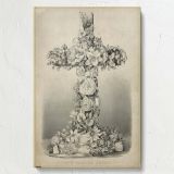 The Easter Cross - Vintage Floral Cross Design for Resurrection By Currier & Ives canvas wall art - Image 7