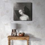 The Fallen Angel Spreads His Black Wings (1886) by Odilon Redon — room mockup view 1