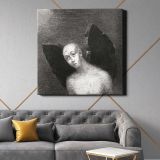 The Fallen Angel Spreads His Black Wings (1886) by Odilon Redon — room mockup view 21