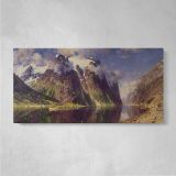 The Fjord by Adelsteen Normann — single-panel canvas on a pale wall