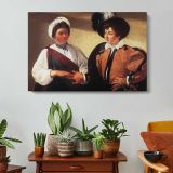 The Fortune Teller by Caravaggio - single-panel canvas displayed above a console table