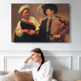 The Fortune Teller by Caravaggio - single-panel canvas displayed above a sofa