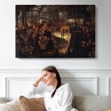 The Foundry by Adolph von Menzel - single-panel canvas displayed above a sofa