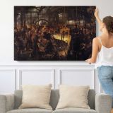 The Foundry by Adolph von Menzel - single-panel canvas shown with a person for scale