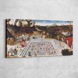 The Fountain of Youth by Lucas Cranach — single-panel canvas shown on a pale studio wall