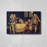 The Game of Cards by Adolphe Alexandre Lesrel - single-panel canvas displayed above a console table