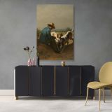 The Gamekeeper - Rustic Countryside Scene by Constant Troyon c.1850 canvas wall art - Image 4