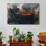 The Great Day of His Wrath by John Martin - single-panel canvas displayed above a console table