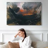The Great Day of His Wrath by John Martin - single-panel canvas displayed above a sofa
