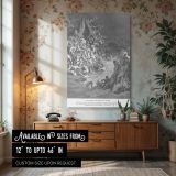 The Great Flood by Gustave Dore - Genesis Engraving of Chaos, People and Animals Canvas Wall Art