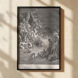 The Great Flood by Gustave Dore - Genesis Engraving of Chaos, People and Animals Canvas Wall Art - Image 2