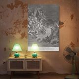 The Great Flood by Gustave Dore - Genesis Engraving of Chaos, People and Animals Canvas Wall Art - Image 5