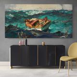 The Gulf Stream by Winslow Homer — single-panel canvas above a sideboard