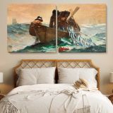 The Herring Net by Winslow Homer — single-panel canvas in a bedroom
