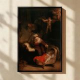 The Holy Family - Rembrandt Warm Browns and Serene Family Scene canvas wall art - Image 2