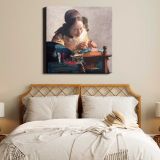 The Lacemaker (ca.1669–1671) famous painting.Johannes VERMEER — room mockup view 17