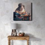 The Lacemaker (ca.1669–1671) famous painting.Johannes VERMEER — room mockup view 1