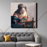 The Lacemaker (ca.1669–1671) famous painting.Johannes VERMEER — room mockup view 21