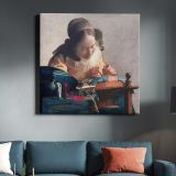 The Lacemaker (ca.1669–1671) famous painting.Johannes VERMEER — room mockup view 3